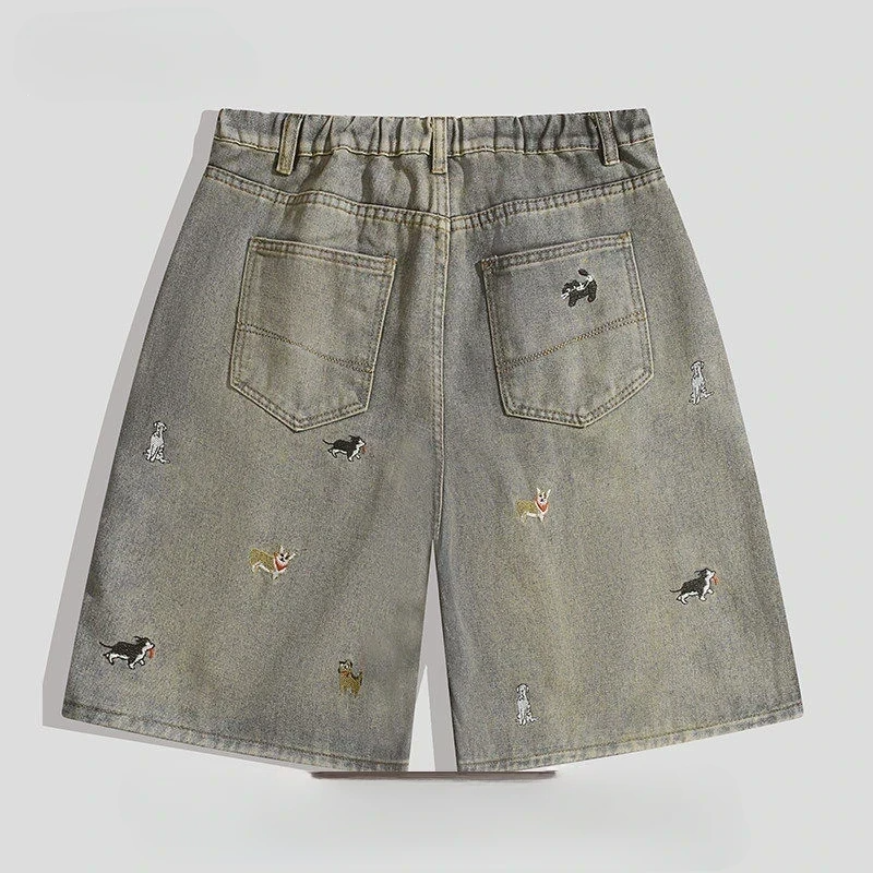 Bemto Animal Embroidered Denim Shorts