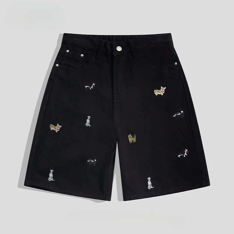 Bemto Animal Embroidered Denim Shorts