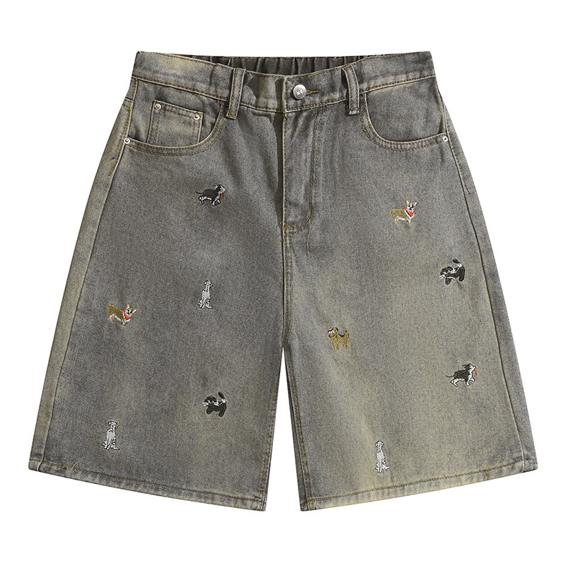 Bemto Animal Embroidered Denim Shorts
